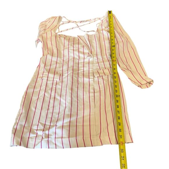 🍁 NWT ASOS DESIGN x MILLIE halter neck blazer mini dress in stripe print White - Picture 14 of 16